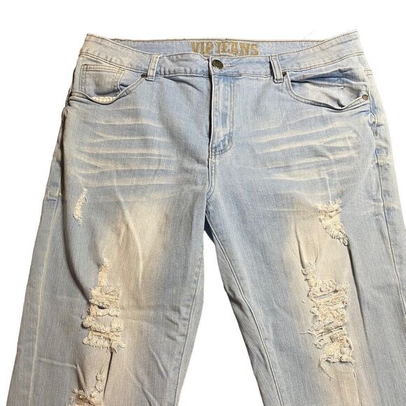 VIP JEANS Light Wash Distressed Plus Size - Picture 4 of 11